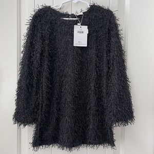 M.L. Kids Girls Size 5 Black Shaggy Shabby Chic NWT Bell Sleeve Tunic Top Lined